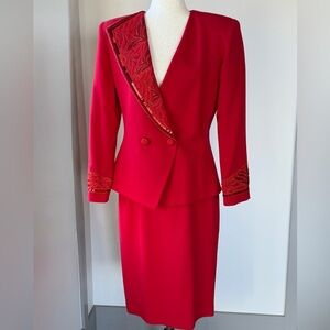 Lillie Rubin Red Suit with Embroidered Accents